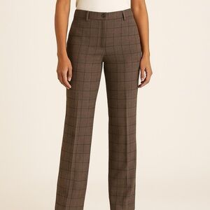 Calvin Klein Women’s Modern Fit Dress Pants Size 12 Brown Plaid Straight Leg